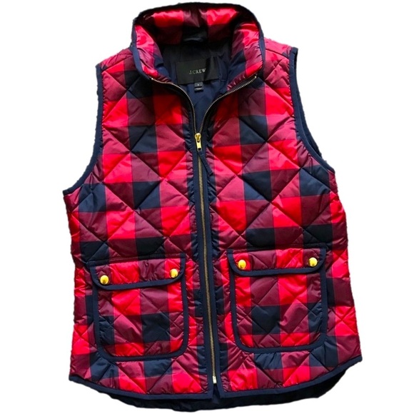 J.Crew Excursion Buffalo Plaid Quilted Down Feather Puffer Vest Small - Picture 3 of 10